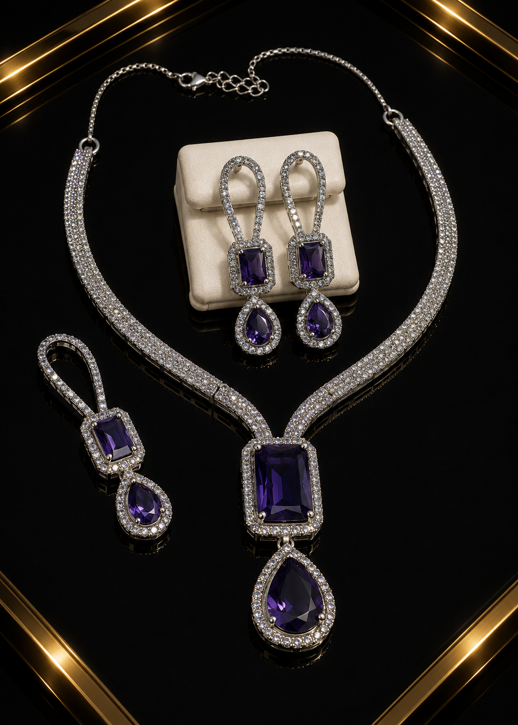 Royal Violet Crystal Necklace Set