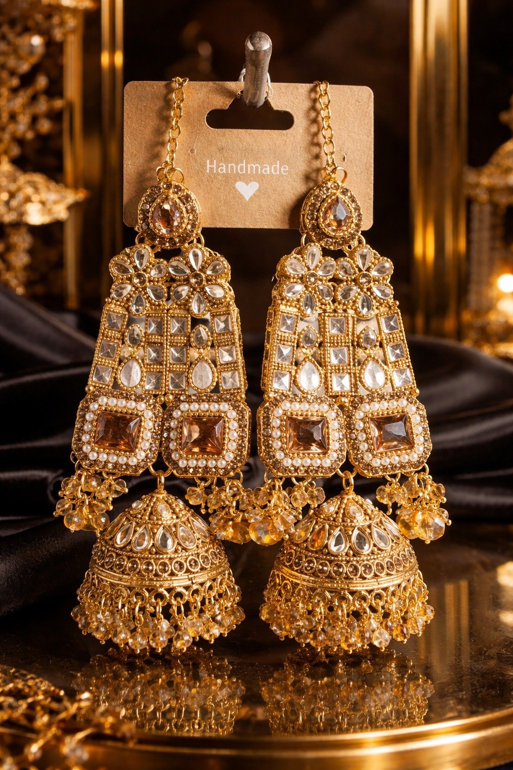 Handmade Kundan Gold Plated Bridal Set - Image 3