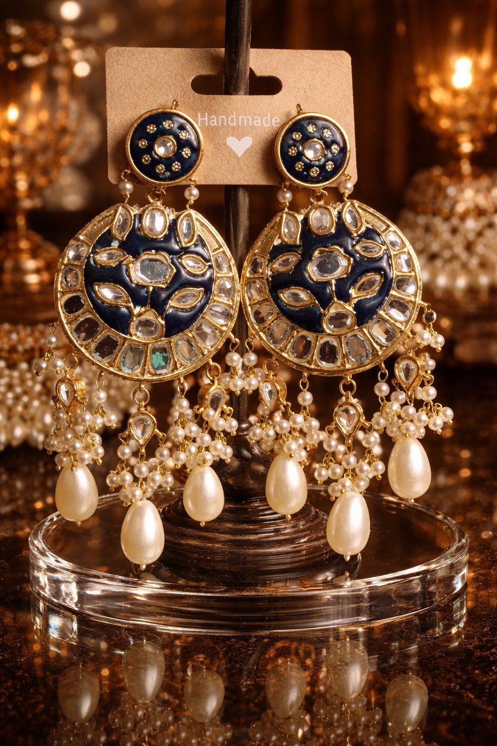 Gold Plated Original Fershi Kundan Heavy Bridal Set - Image 3