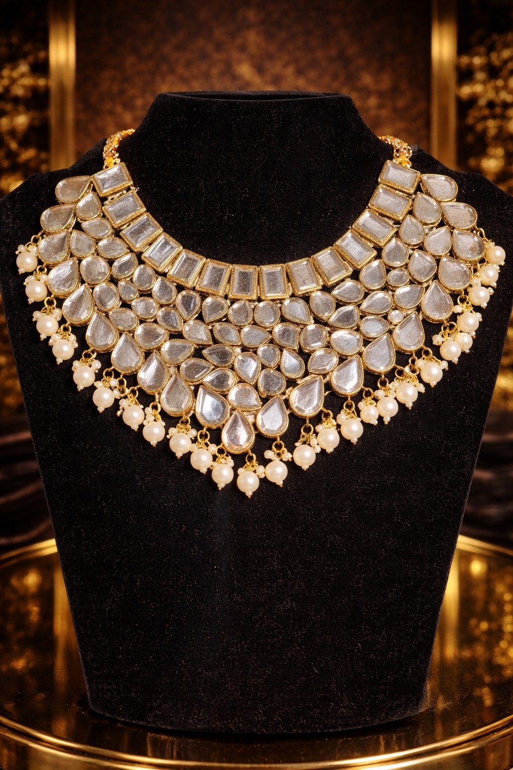 Heavy Gold Plated Kundan Bridal Set - Image 4