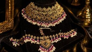 Nauratan Gold Plated Set with Matha Patti