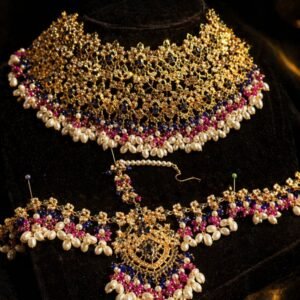 Nauratan Gold Plated Set with Matha Patti