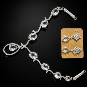 Luxury American Diamond Pendant Party Wear Necklace Set