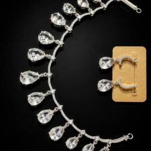 Luxury American Diamond Teardrop Party Wear Necklace Set