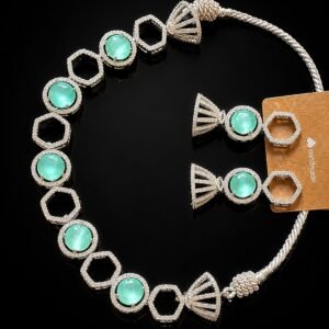 Luxury American Diamond Party Wear Necklace Set with Earrings