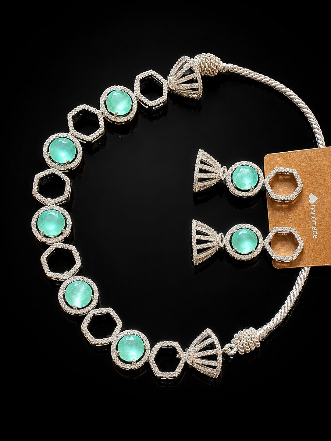 Luxury American Diamond Party Wear Necklace Set with Earrings