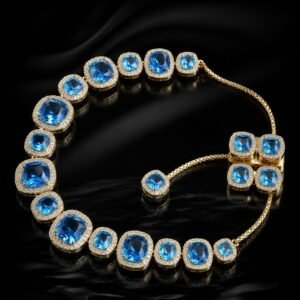 American Diamond Blue Crystal Party Wear Bracelet for Women