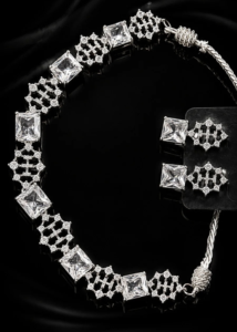Luxury American Diamond Party Wear Necklace Set with Matching Earrings