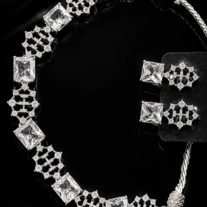 Luxury American Diamond Party Wear Necklace Set with Matching Earrings