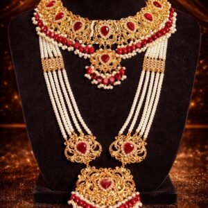 Kundan Gold Plated Red and Golden Bridal Set
