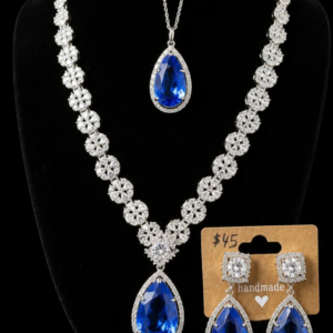Royal Blue American Diamond Party Wear Necklace Set
